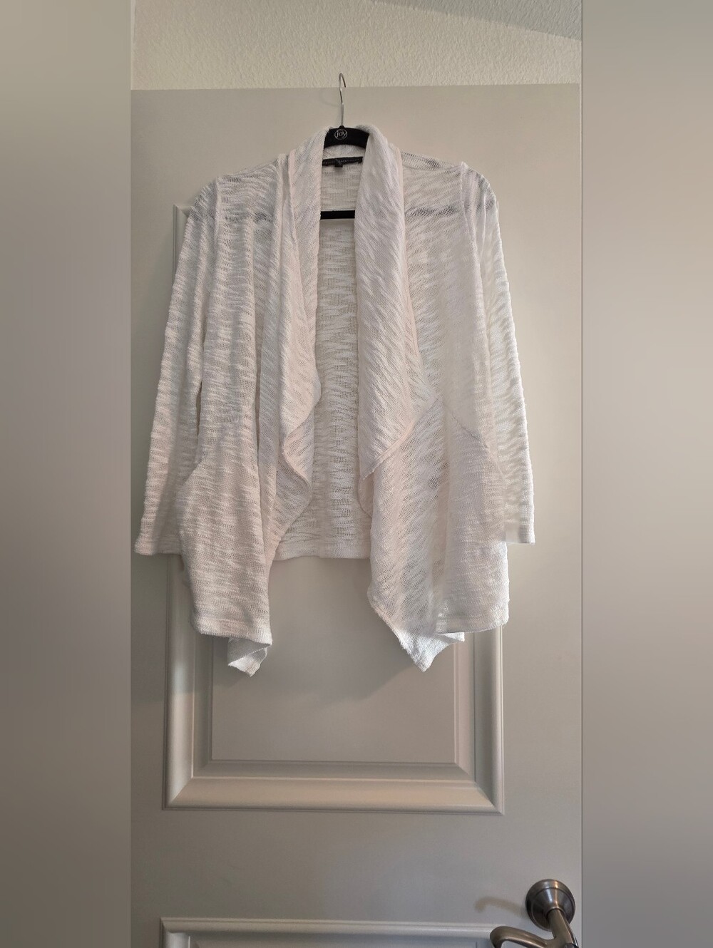 White House Black Market Cream Open-Front Draped Cardigan